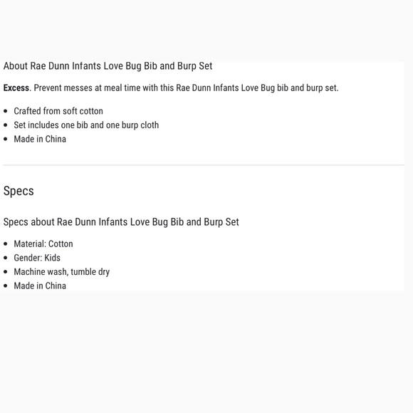 RAE DUNN INFANTS “LOVE BUG” BIB & BURP SET - Picture 2 of 2